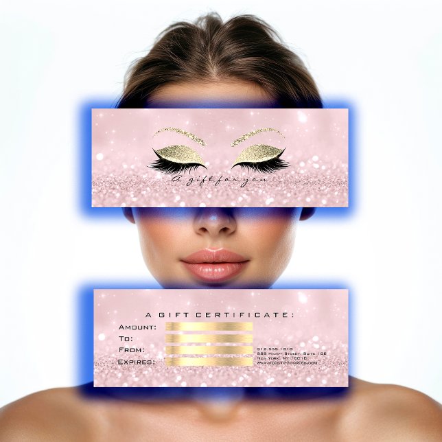 Maquiagem de Lash com Lash Rosa Rosa de Certificad (Small Gift Certificate Pink Glitter Lash Makeup)