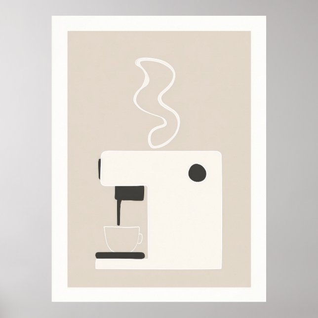 Máquina de Café Simples - Poster de Arte de Cozinh (Frente)