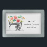 Máquina de Costura Preta Alcatrão Branco<br><div class="desc">Fivela do Cinto da Máquina de Costura com Vintage Sewing Machine e Watercolor Red Green Flowers. Presentes para Tailor,  Seamstress,  Fashion Designer,  Dressmaker,  Proprietário Boutique,  Caçador,  Quilting. Veja mais produtos com este design na coleção abaixo.</div>