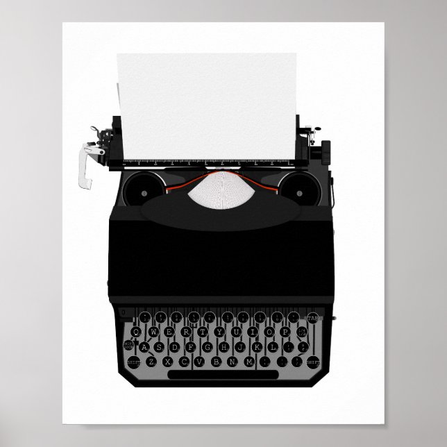 Máquina de escrever Desenhando Décor Impressão Pos (Frente)