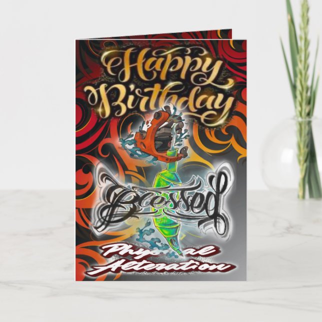 Máquina de tatuagem de cartão de aniversário (Frente)