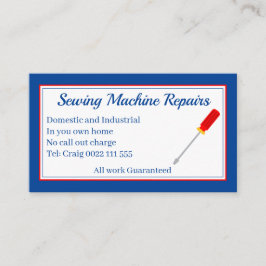 Máquinas De Costura Repara Cartão de visita Azul