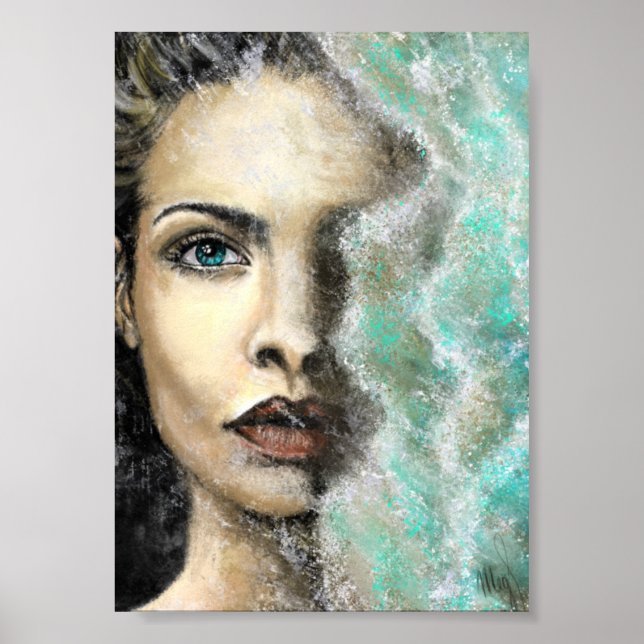 Mar de Memórias Poster pintando rosto de mulher de (Frente)