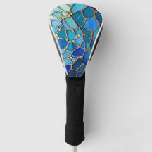 Mar de Ondas Azul e Dourado Mosaico Arte Refinada