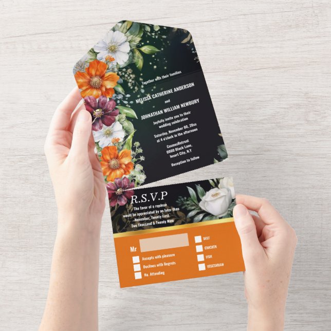 Maravilhas de casamento floridas cosmos elegante (Aba destacável)