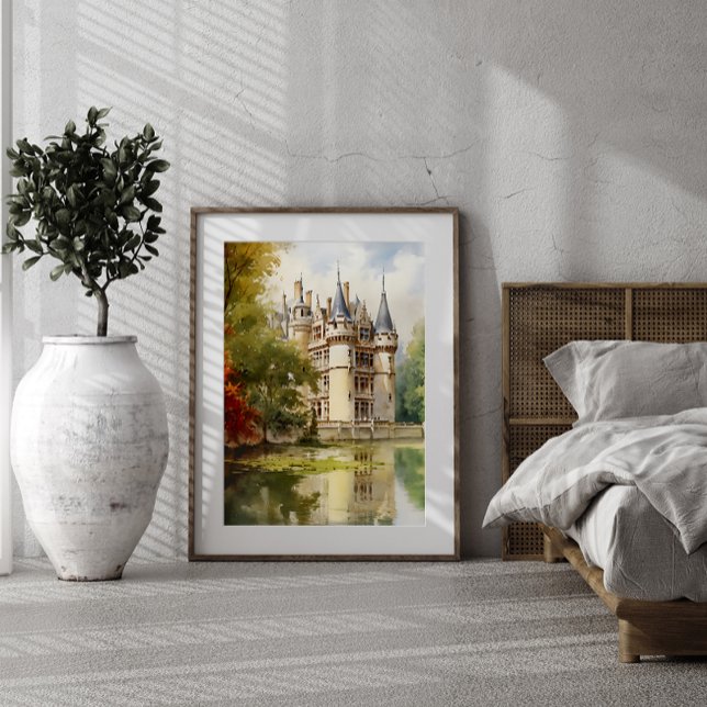 Maravilhosa Poster de Aquarela do Velho Castelo Fr (Criador carregado)