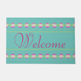 Maravilhoso tapete de boas-vindas em Teal com padr