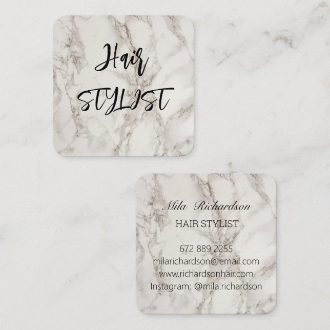 Marbel elegantemente cartão de visita quadrado mod (Frente/Verso)