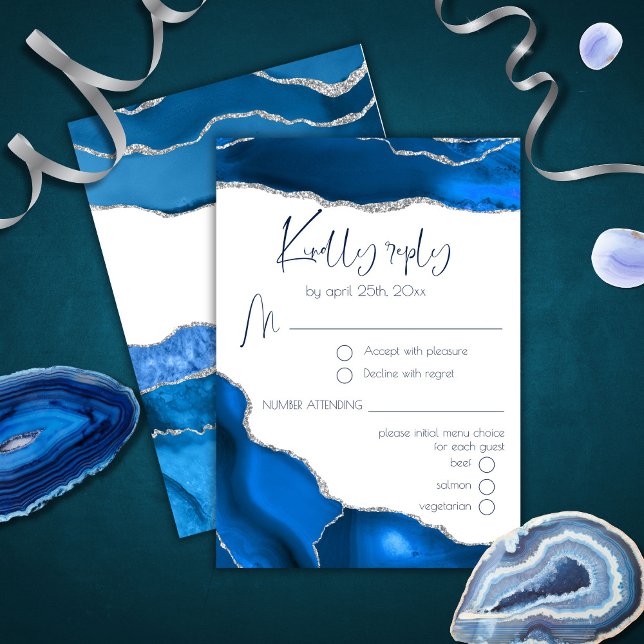 Marble Agate Royal Blue Menu Choice RSVP (Criador carregado)