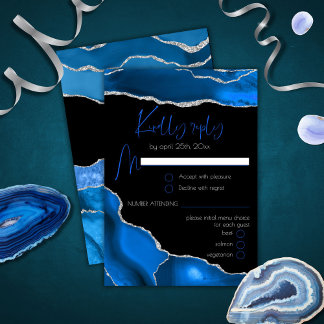 Marble Agate Royal Blue Menu Choice RSVP