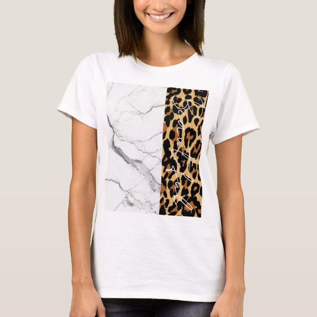 Marble BeauBonito Leopard Print T-Shirt (Frente)