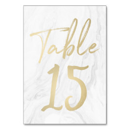 Marble e Script Dourado | Cartão de Número de Tabe