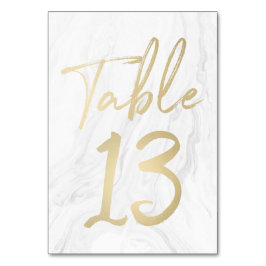 Marble e Script Dourado | Cartão de Número de Tabe