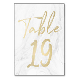 Marble e Script Dourado | Cartão de Número de Tabe