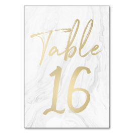 Marble e Script Dourado | Cartão de Número de Tabe