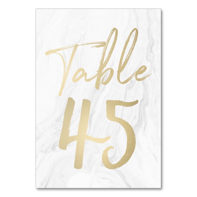 Marble e Script Dourado | Cartão de Número de Tabe (Frente)