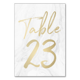 Marble e Script Dourado | Cartão de Número de Tabe