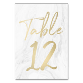 Marble e Script Dourado | Cartão de Número de Tabe