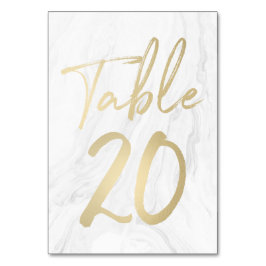 Marble e Script Dourado | Cartão de Número de Tabe