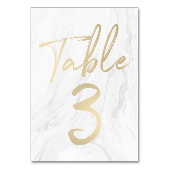 Marble e Script Dourado | Tabela Número Cartão 3 (Frente)