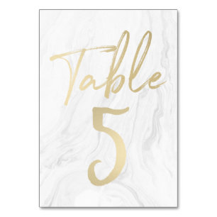 Marble e Script Dourado Tabela Número Cartão 5
