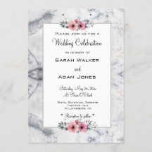 Marble Floral Wedding Convite