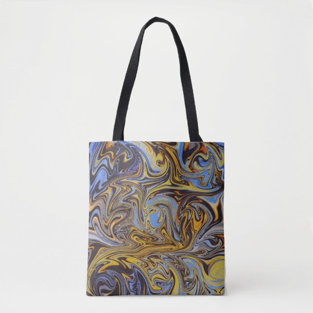 Marble Forms – Blue & Gold Artistic Tote Bag (Frente)