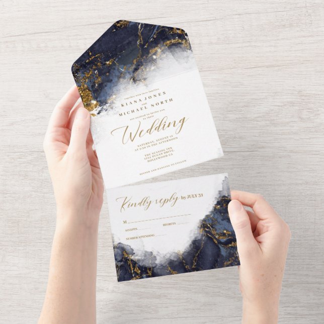 Marble Glitter Wedding Marinho Azul ID644 (Aba destacável)