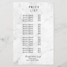 Marble Nail Salon Price List Flyer