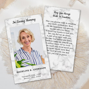 Marble Photo Memorial Simpatia Funeral Prayer Card