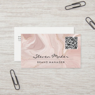 Marble Rosa Código QR Cartão de visita