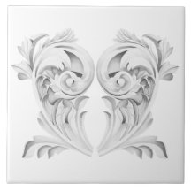Marble Tendrils em um Azulejo cerâmico branco