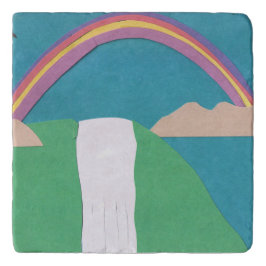 Marble Trivet com cena arco-íris