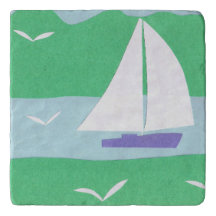 Marble Trivet com Design de veleiro