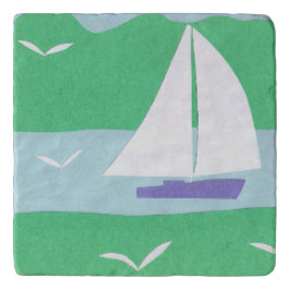 Marble Trivet com Design de veleiro