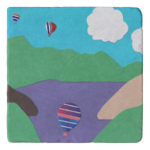 Marble Trivet com Design do lago de montanha