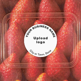 Marca comercial na etiqueta adesiva branca redonda