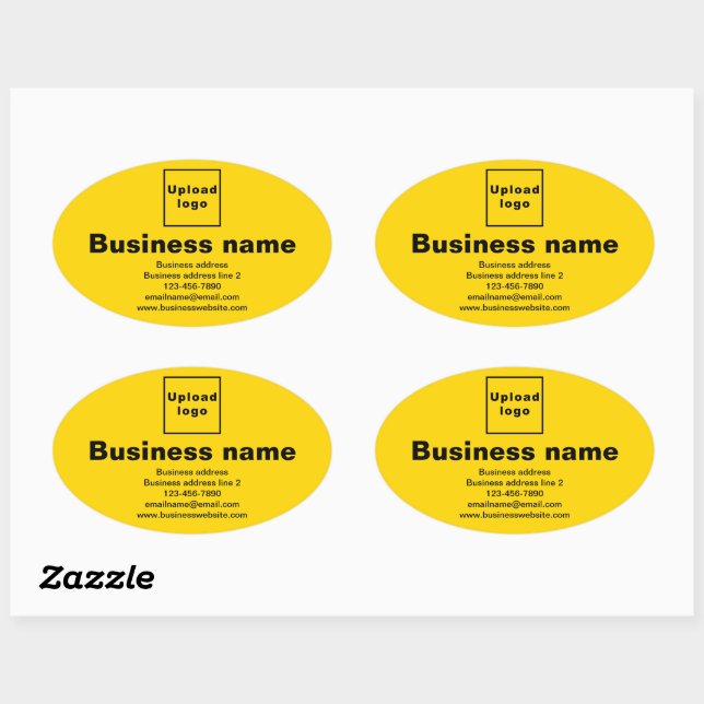 Marca comercial no adesivo de forma oval amarelo (Folha)