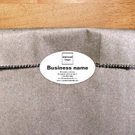 Marca comercial no adesivo de forma oval branca