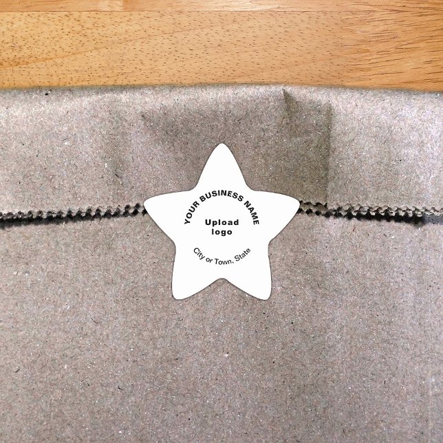 Marca comercial no adesivo em forma de White Star (Build brand name awareness. Your business brand on white star sticker.)
