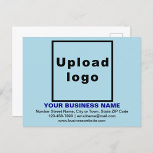 Marca comercial no cartão postal azul claro