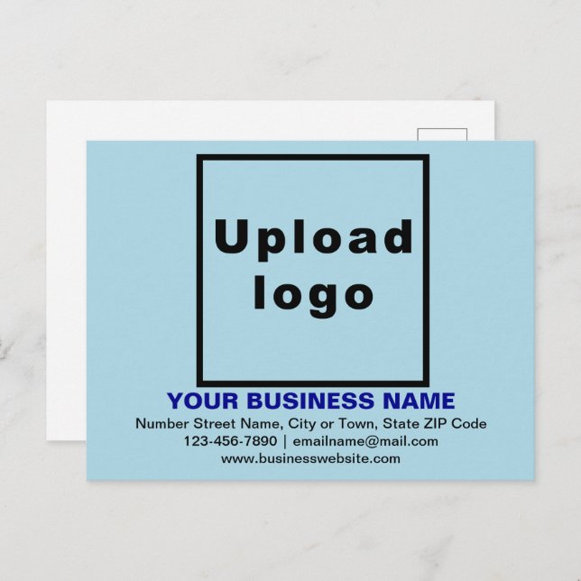 Marca comercial no cartão postal azul claro (Frente/Verso)