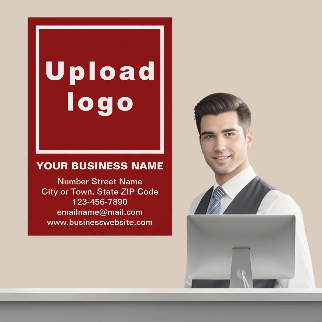 Marca comercial no Red Poster (Business brand on red poster in business reception.)