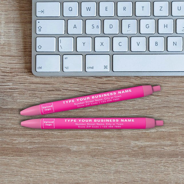 Marca Comercial Rosa em Caneta Tinta (Ink pen with pink barrel and your business brand)