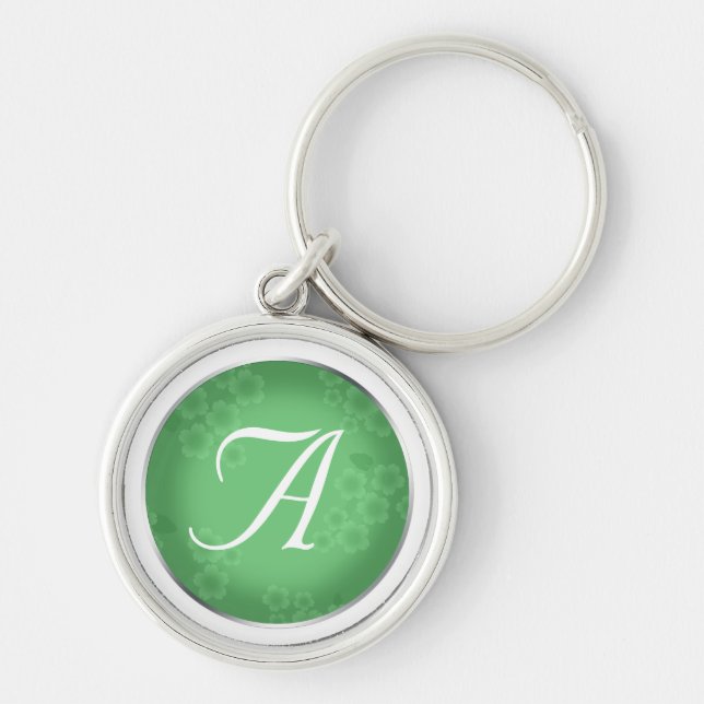 Marca d'água Floral Jade Green Monograma Chaveiro (Frente)