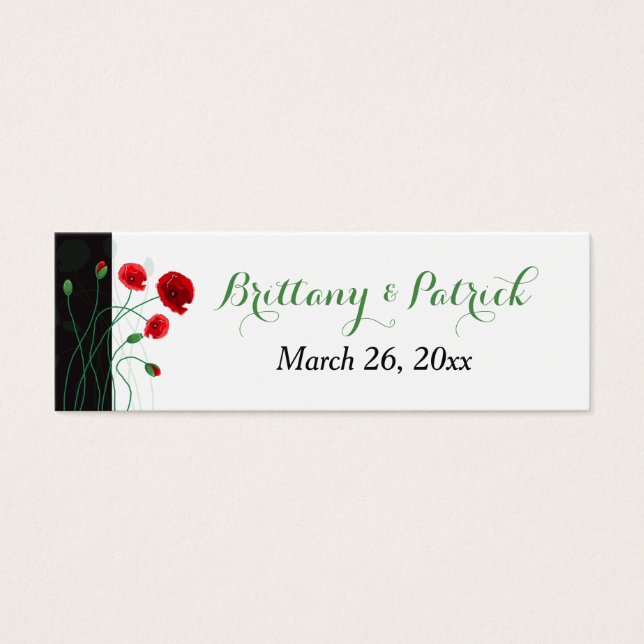 Marca de Favor de Casamento | Papagaios vermelhos  (Frente)