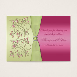 Marca de Favor do Casamento Floral Rosa e Verde