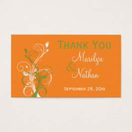 Marca de Favor Floral Laranja, Verde e Branco