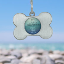 Marca de ID de Pet Osso do Nome de Aquarela Teal M