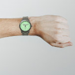 Marca de negócios verde-leve no relógio masculino<br><div class="desc">O logotipo da sua empresa em uma luz verde no relógio dos homens. Acessório que você pode incluir em seus produtos de promocional, fornecer itens ou presentes aos seus clientes ou clientes para anunciar sua empresa ou promover sua marca. Observe personalizável que você pode colocar o logotipo de sua empresa...</div>